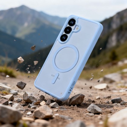 Твърд кейс с MagSafe пръстен за Samsung Galaxy S26 от Tech-Protect MagMat - Sky Blue