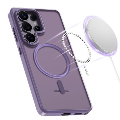 Твърд кейс с MagSafe пръстен за Samsung Galaxy S26 Ultra от Tech-Protect MagMat - Matte Cobalt Violet
