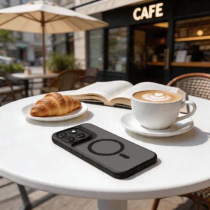 Твърд кейс с MagSafe пръстен за Motorola Moto G67 / G77 от Tech-Protect MagMat - Matte Black