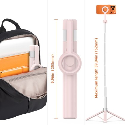 TECH-PROTECT L10S MAGSAFE BLUETOOTH SELFIE STICK TRIPOD PINK/GREY