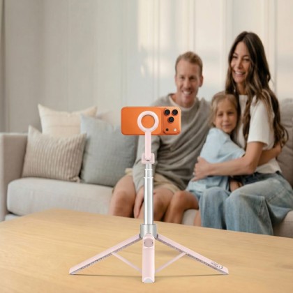 TECH-PROTECT L10S MAGSAFE BLUETOOTH SELFIE STICK TRIPOD PINK/GREY