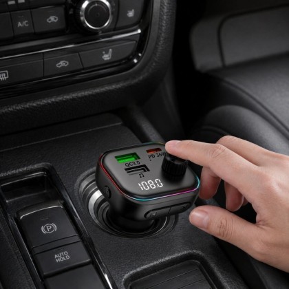TECH-PROTECT CC07 3-PORT CAR CHARGER PD 54W + TRANSMITER FM BLUETOOTH BLACK