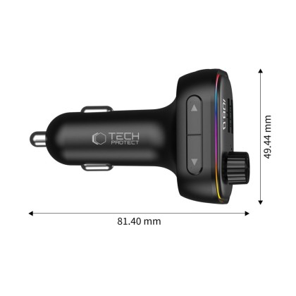 TECH-PROTECT CC07 3-PORT CAR CHARGER PD 54W + TRANSMITER FM BLUETOOTH BLACK