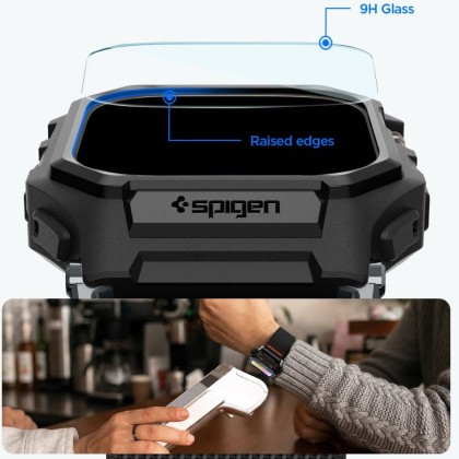 SPIGEN LITE FIT PRO & TEMPERED GLASS APPLE WATCH ULTRA 1 / 2 / 3 (49 MM) MATTE BLACK