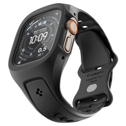 SPIGEN LIQUID AIR PRO & TEMPERED GLASS APPLE WATCH ULTRA 1 / 2 / 3 (49 MM) BLACK