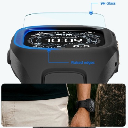 SPIGEN LIQUID AIR PRO & TEMPERED GLASS APPLE WATCH ULTRA 1 / 2 / 3 (49 MM) BLACK