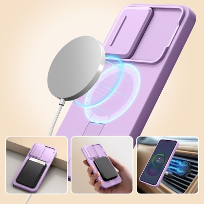 Удароустойчив кейс с MagSafe и капак на камерата за Samsung Galaxy A57 от Tech Protect Kevlar Aura - Violet