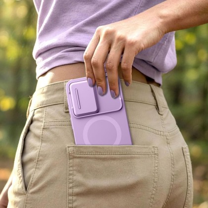 Удароустойчив кейс с MagSafe и капак на камерата за Samsung Galaxy A57 от Tech Protect Kevlar Aura - Violet