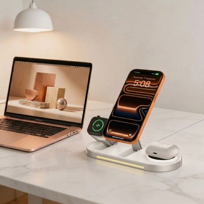 TECH-PROTECT A51 ARCTICBOOST 3IN1 MAGNETIC MAGSAFE WIRELESS CHARGER 25W QI2.2 WHITE