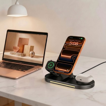 TECH-PROTECT A51 ARCTICBOOST 3IN1 MAGNETIC MAGSAFE WIRELESS CHARGER 25W QI2.2 BLACK