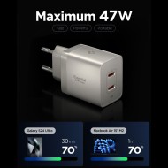 SPIGEN EE472EU-GAN ESSENTIAL 2-PORT NETWORK CHARGER 47W NATURAL TITANIUM