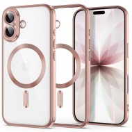 Твърд кейс с MagSafe и протектор за камерата на iPhone 17 от Tech-Protect MagFlex - Rose Gold