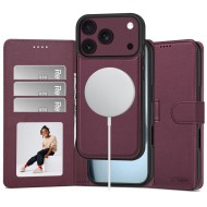 Кожен тефтер с MagSafe за iPhone 17 Pro Max / 18 Pro Max от Tech-Protect Wallet MagSafe - Mulberry