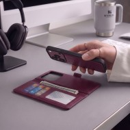Кожен тефтер с MagSafe за iPhone 17 Pro Max / 18 Pro Max от Tech-Protect Wallet MagSafe - Mulberry