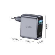 TECH-PROTECT POWERVISION NC100W-GAN 3-PORT NETWORK CHARGER PD 100W / QC3.0 DARK GREY