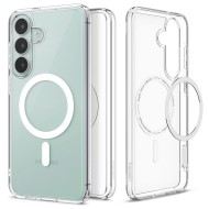 Удароустойчив кейс с MagSafe пръстен за Samsung Galaxy S26 FE от Spigen Ultra Hybrid Mag - Clear / White