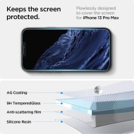 Стъклен протектор за дисплей на iPhone 13 / 13 Pro / 14 / 16e от Spigen Glas.TR "Ez Fit" - Прозрачен