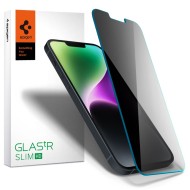 Стъклен протектор за дисплей на iPhone 13 / 13 Pro / 14 / 16e  от Spigen Glas.TR.Slim - Privacy