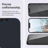 Стъклен протектор за дисплей на iPhone 13 / 13 Pro / 14 / 16e  от Spigen Glas.TR.Slim - Privacy