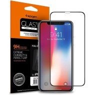 Висококачествен стъклен протектор за iPhone X / XS от Spigen Glass FC - с черна рамка