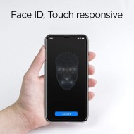 Висококачествен стъклен протектор за iPhone X / XS от Spigen Glass FC - с черна рамка