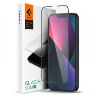 Висококачествен стъклен протектор за iPhone 13 Mini от Spigen Glass FC - с черна рамка