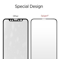 Висококачествен стъклен протектор за iPhone X / XS от Spigen Glass FC - с черна рамка
