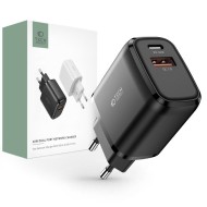 Универсално мрежово зарядно с 2 порта за iOS и Android 20W / QC 3.0 от Tech Protect - Черно