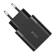 Универсално мрежово зарядно с 2 порта за iOS и Android 30W / QC 3.0 от Tech Protect - Черно
