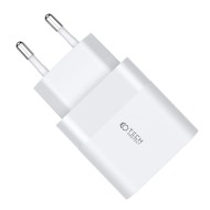 Универсално мрежово зарядно с 2 порта за iOS и Android 30W / QC 3.0 от Tech Protect - Бяло 