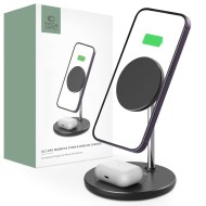 Безжична зарядна станция 2в1 15W с MagSafe от Tech Protect A21 - Черна