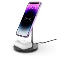 Безжична зарядна станция 2в1 15W с MagSafe от Tech Protect A21 - Черна