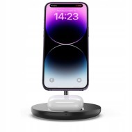 Безжична зарядна станция 2в1 15W с MagSafe от Tech Protect A21 - Черна
