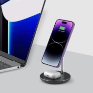 Безжична зарядна станция 2в1 15W с MagSafe от Tech Protect A21 - Черна