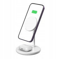 Безжична зарядна станция 2в1 15W с MagSafe от Tech Protect QI15W - Бяла