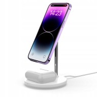 Безжична зарядна станция 2в1 15W с MagSafe от Tech Protect QI15W - Бяла