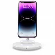 Безжична зарядна станция 2в1 15W с MagSafe от Tech Protect QI15W - Бяла