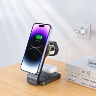 Безжична зарядна станция 3в1 с MagSafe 15W от Tech Protect A28 - Черна