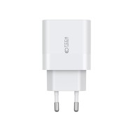 Стенно зарядно с два порта и кабел USB-C / USB-C 20W от Tech Protect C20W - Бяло