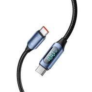 Кабел за зареждане USB-C към USB-C 100W / 5A с LED-дисплей 200 см. от Tech Protect Ultraboost - Син