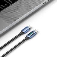 Кабел за зареждане USB-C към USB-C 100W / 5A с LED-дисплей 200 см. от Tech Protect Ultraboost - Син