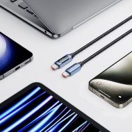 Кабел за зареждане USB-C към USB-C 100W / 5A с LED-дисплей 200 см. от Tech Protect Ultraboost - Син