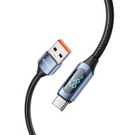 Кабел за зареждане USB-A към USB-C 66W / 6A с LED-дисплей 100 см. от Tech Protect Ultraboost - Син