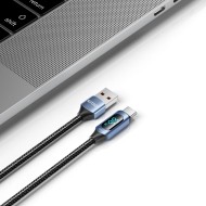 Кабел за зареждане USB-A към USB-C 66W / 6A с LED-дисплей 100 см. от Tech Protect Ultraboost - Син