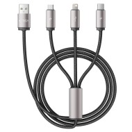 Кабел 3в1 Lightning / Type-C / Micro-USB 3.5A 100см от Tech Protect Ultraboost - Сив
