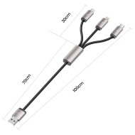 Кабел 3в1 Lightning / Type-C / Micro-USB 3.5A 100см от Tech Protect Ultraboost - Сив