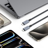 Кабел USB -C / USB-C 4.0 240W Power Delivery и поддръжка на 8K 100см – Tech-Protect Ultraboost Max - Сив