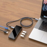 Кабел USB -C / USB-C 4.0 240W Power Delivery и поддръжка на 8K 100см – Tech-Protect Ultraboost Max - Сив