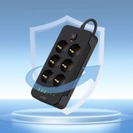 Многофункционален захранващ разклонител с 6 порта и 200 см. кабел от Tech Protect PCL4x6 - Черен
