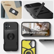 Удароустойчив кейс с MagSafe за iPhone 16 от Spigen Slim Armor Mag - Black